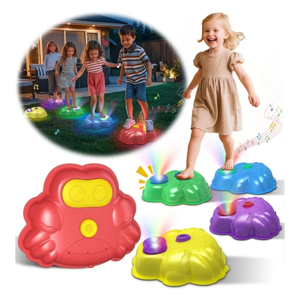 Stepping Stones for Kids Light up With Sound 5 Pieces Non-Slip With Carrying Bag